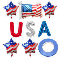 8pcs Office Home Usa Five Pointed Star Independence Day American Flag Safe Lightweight Memorial Reusable Patriotic Party Supplies Veterans Aluminum Foil Balloon Decorations