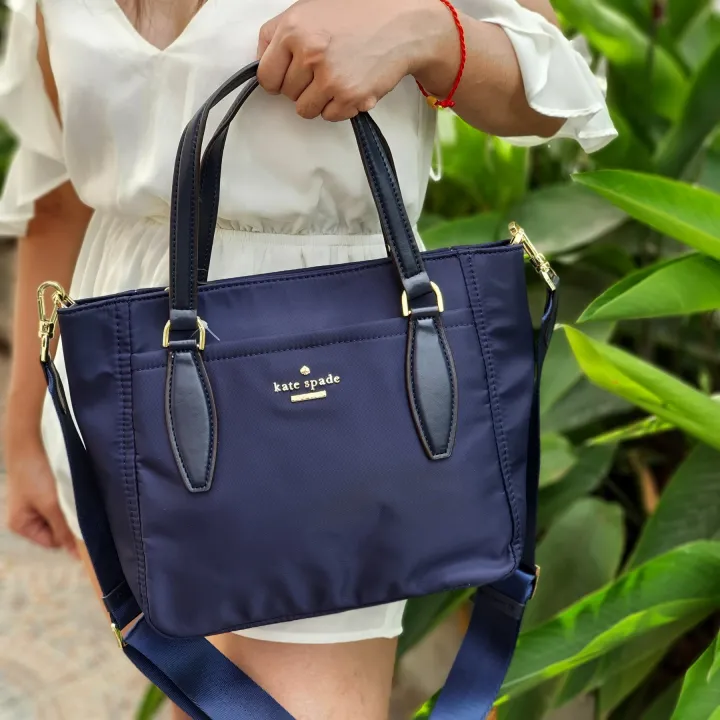 Kate Spade Basic Sam Small Tote Bag in Plain Navy Blue Nylon - Women's Top  Handle Bag with Detachable Strap | Lazada PH