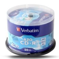 Verbatim AZO CD Disk ดิสก์ซีดีสีฟ้า Azo CDR แผ่นซีดีเพลง80Min 700MB 52X 50ชิ้น/ล็อต