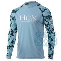 HUK เสื้อฮู้ดเสื้อตกปลาประสิทธิภาพสูงสำหรับผู้ชาย,เสื้อมีฮู้ดป้องกันรังสียูวีแห้งเร็วตกปลาแขนยาวเสื้อผ้าสำหรับตกปลากลางแจ้ง