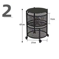 【Hot Sale Item】ที่เก็บของในครัว Rotatable Rack Stable Metal Revolving Baskets พร้อมล้อสำหรับผักผลไม้