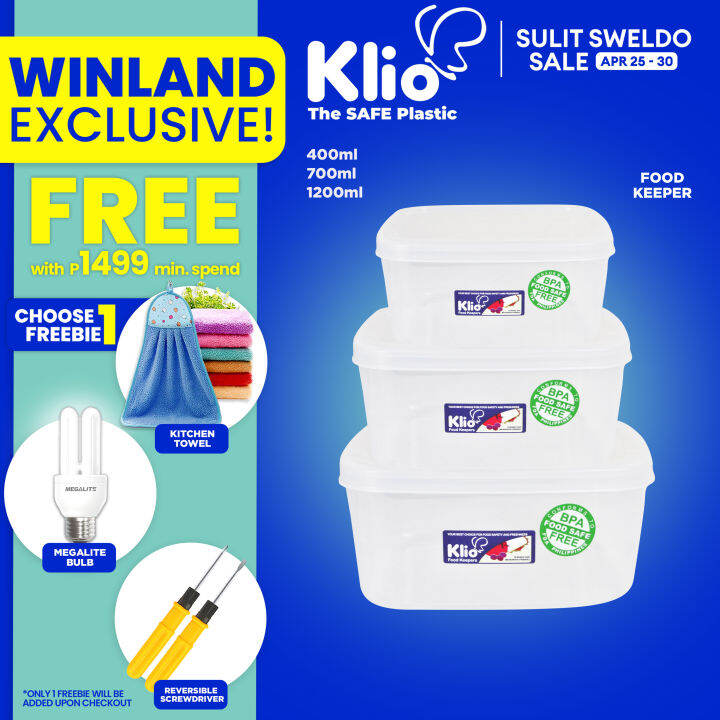 KLIO by Winland Square Stackable Food Keeper Kitchenware Container