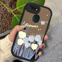 เคสสำหรับเคส OPPO A7ภาพวาดสีน้ำมันเคสลายดอกไม้พื้นผิวกระจกบางนุ่มบางเคสโทรศัพท์