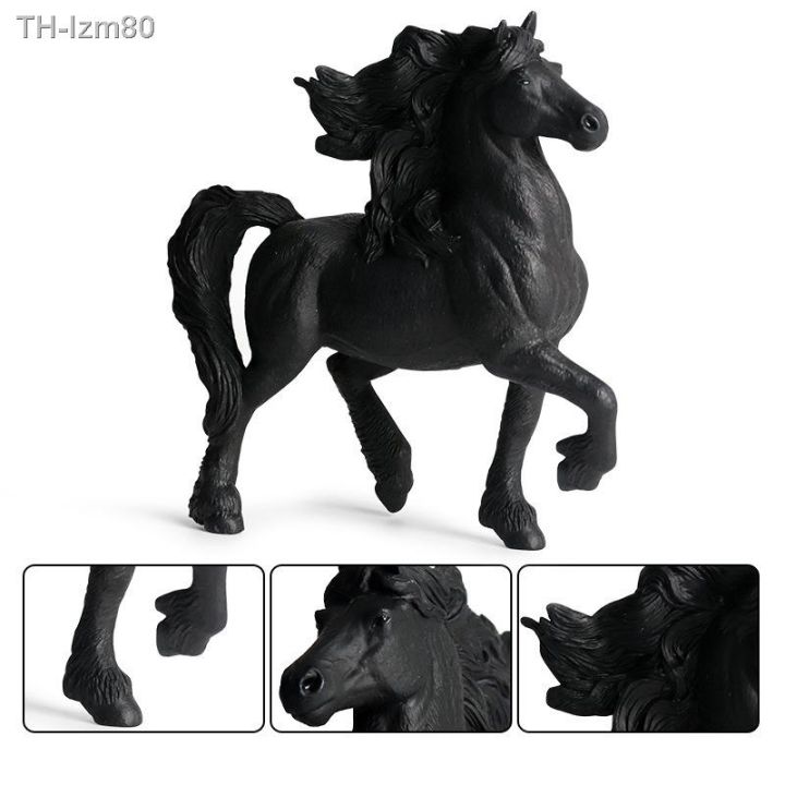 สัตว์จำลอง-simulation-model-of-wildlife-furnishing-articles-black-horse-speedy-thoroughbred-mare-children-simulation-plastic-toy-animals