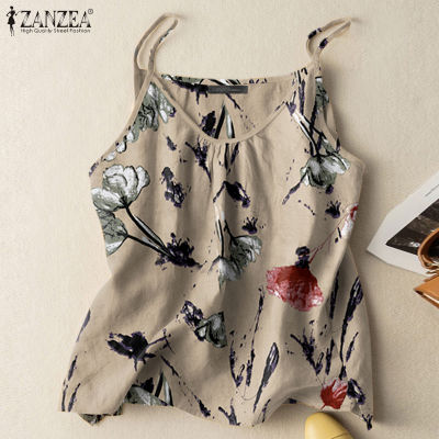 (จัดส่งฟรี)Fancystyle ZANZEA เสื้อคอกลมพิมพ์ลายดอกไม้แบบเรียบง่ายเสื้อเด็กแขนกุดหลวมลำลองผู้หญิง #2