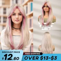 oneNonly Long Pink Blonde Wig White Hair Wigs for Women Synthetic Wig High Quality Lolita Cosplay Party Wigs Wig  Hair Extensions Pads