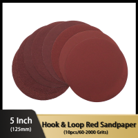 10x Red Color Sandpaper - 5Inch 125MM Sanding Discs Hook loop PSA/Adhesive 60-2000 Grits for Polishing &amp; Grinding Power Sanders