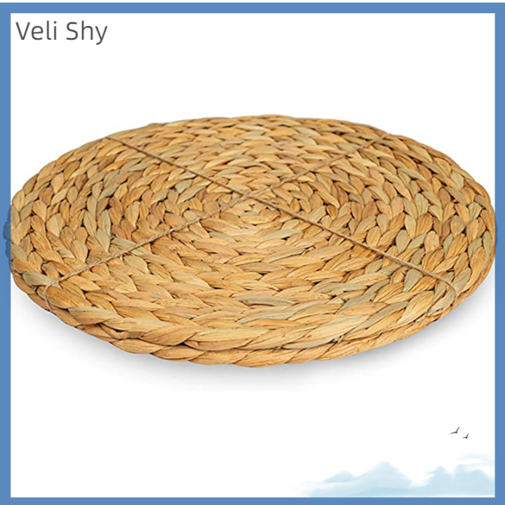 veli-shy-แผ่นรองถักทรงกลมพรมใยสังเคราะห์ผักตบชวาทำด้วยมือแผ่นรองจานธรรมชาติ