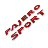 Logo โลโก้ 3D PAJERO SPORT มิตซูบิชิ ปาเจโร่ สีแดง สำหรับ Mitsubishi Pajero Sport Montero ปี 2015-2018