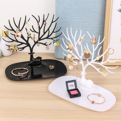 Black White Pink Rose Red Deer Earrings Necklace Ring Pendant Bracelet Jewelry Cases Display Stand Tray Tree Storage jewelry