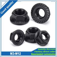 2/10 Buah M3 M4 M5 M6 M8 M10 M12 Hitam A2-70 304 Baja Tahan Karat Heksagonal Kepala Hex Bergerigi Spinlock Flange Nut Locknut DIN6923