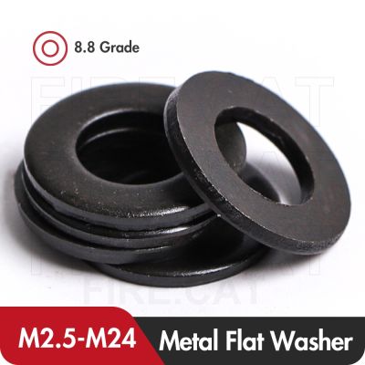 Black Carbon Steel Flat Washers M2.5 M3 M4 M5 M6 M8 M10 M12 M14 M16 M18 M20 M22 M24 Lock Metal Oxide Finish Washer 10/100 Pcs