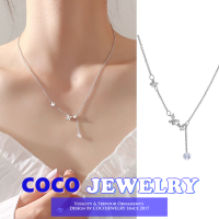 COCOJEWELRY เกาหลีฤดูร้อนอุปกรณ์ผีเสื้อเพทายจี้สร้อยคอแสงของผู้หญิงหรูหราอารมณ์กระดูกไหปลาร้าโซ่