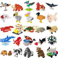 Mini Building Blocks Animals Assemble Accessories Zoo Sets Dinosaur Micro Bricks Mammoth Creativity DIY Toys for Children Gifts