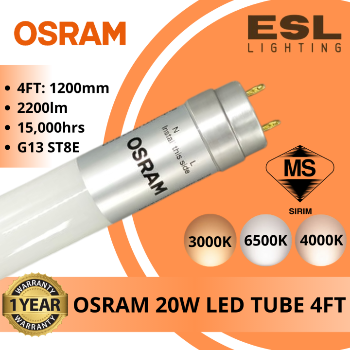 ESL LIGHTING / OSRAM / LIGHTING / LED TUBE 20W 4FT 2200LM / 25 PCS ONE BOX  / SIRIM APPROVED | Lazada