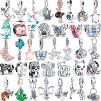 New 925 Sterling Silver Animal Bead Firefly Monkey Rabbit Owl Chameleon Fit Original Pandora Charms Dangle Bracelet DIY Jewelry