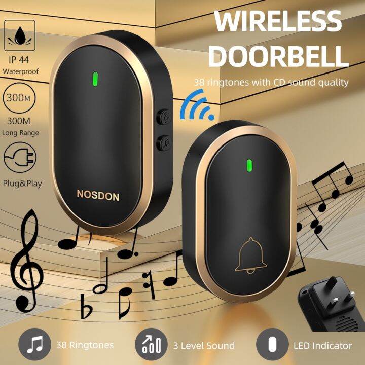 Wireless Doorbell Smart Door Bell 60 Chime 110DB 300M Long Range