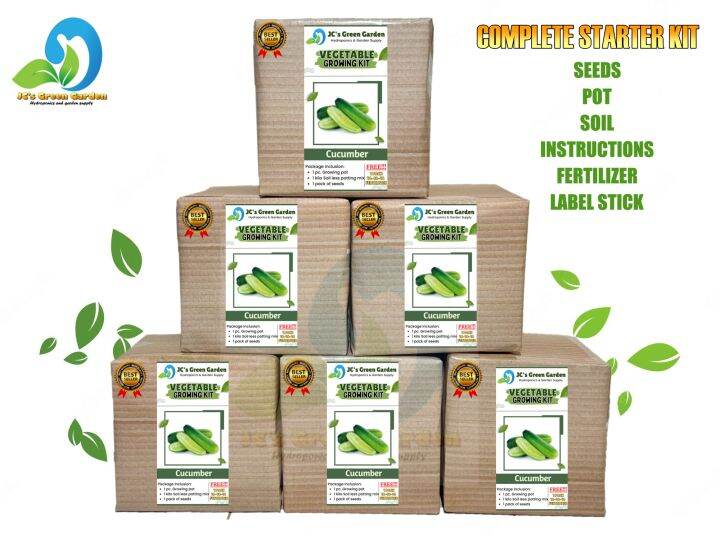 CUCUMBER GROWING KIT READY TO PACKAGE/POT/SOIL/SEEDS