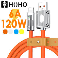 HOHO?สายชาร์จสำหรับไอโฟน ใช้สำหรับ iPhone 120W 6A Type C data PD USB charging cable สายชาร์จซิลิโคนโลหะ ชุดชาร์จเร็วสำหรับไอโฟน สายชาร์จ ipad ใช้ได้นานทนทาน