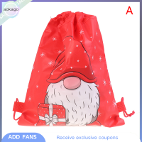 Aokago Santa claus drawstring Bag กระเป๋าเป้สะพายหลังผ้าไม่ทอแพ็คเกจท่องเที่ยว