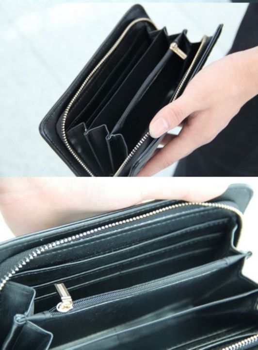 layor-wallet-หนัง-pu-มาตรฐานสำหรับผู้ชาย-กระเป๋าสตางค์หนังสานกระเป๋าสตางค์ซิปยาวใช้งานง่าย