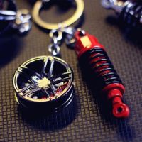 【CW】 Men Turbocharger Keychain Spinning Turbine Keyring Keyfob Car Interior Accessories