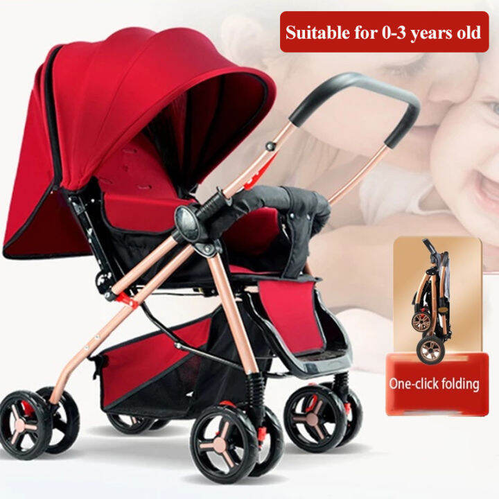 Baby Stroller Comfortable Seating Reversible Two Way Baby Push Car Red ...