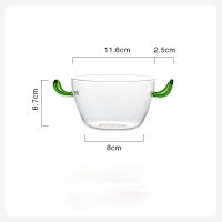 Nordic Double Ear Bowl Glass High Borosilicate Heat Resistant Glass Bowl Nordic Glass Salad Bowl Household Creativity