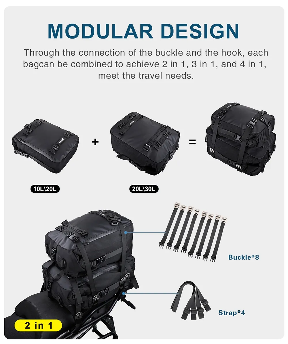 Rhinowalk Motorcycle Rear Bag 30L 20L 10L Motor Side Tail Bag Waterproof  Inner Bag Saddle Storage Bag Mocycle Case Luggage กระเป๋าข้างมอเตอร์ไซค์ |  Lazada.co.th