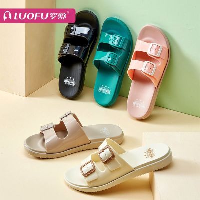 Best-selling 2023 New Fashion version luofu Luofu summer slippers womens trendy one-word belt indoor and outdoor non-slip home bath casual outdoor wear sandals and slippers