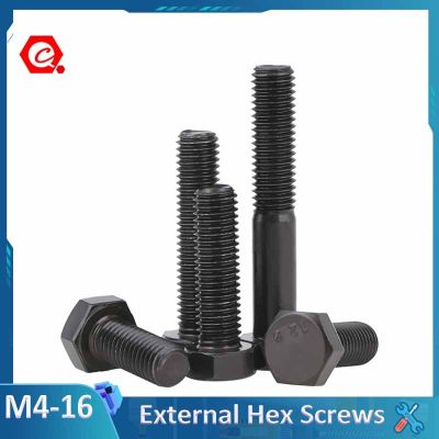 M4 M5 M6 M8 M10 M12 M14 M16 Black External Hex Hexagon Head Cap Screws Bolts Grade High Tensile Grade 12.9 Steel DIN933 Nails Screws Fasteners