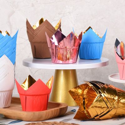 50Pcs Gold Silver Tulip Goblet Cupcake Liner Baking Cup Xmas Wedding Party Muffin Case Oil Proof Cake Wrapper