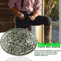 Cowboy Style Floral Buckles Wide Belts Alloy Jeans Accessories for Men Women Belts