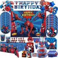 【LZ】 SpiderMan Party Decorations Disposable Tableware Plate Cup Tablecloth Kid Birthday Party Foil Balloons Spider Theme Event Suppli