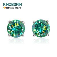 {Han Ornamerations} KNOBSPIN D สี Moissanite ต่างหู S925เงินสเตอร์ลิงชุบด้วยต่างหูทองขาว18K สำหรับผู้หญิงผู้ชายเครื่องประดับอย่างดีเป็นประกาย