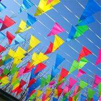 【CC】 50/60pc Colorful Flags Fabric Bunting 30/40 Meters Birthday Wedding Pennant String Buntings