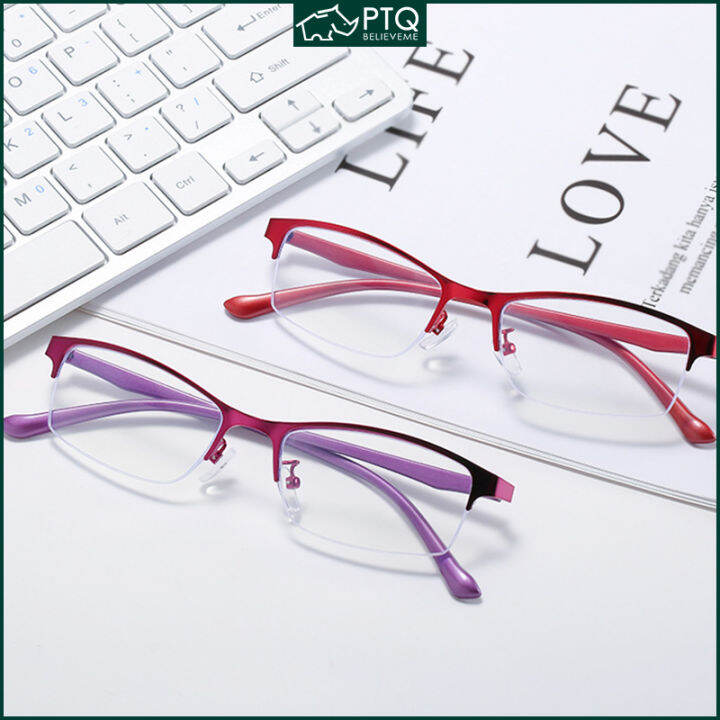 Myopia eyeglasses Ladies Half Frame Antiblue Light Prescription Glasses Men Finished Eyewear 0