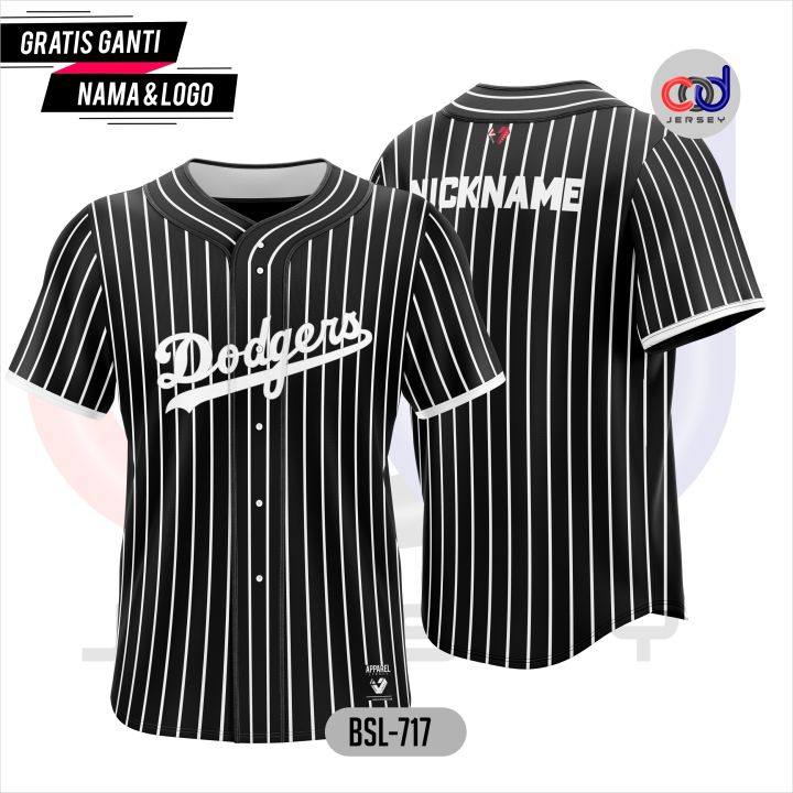 BAJU BASEBALL JERSEY BASEBALL PRIA WANITA dodgers hitam