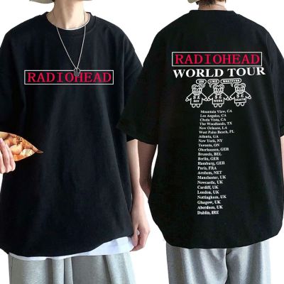 Rock Band Radiohead World Tour T เสื้อ Punk Vintage T เสื้อผู้ชายผู้หญิงกราฟิก Gothic เสื้อยืดขนาดใหญ่ Hip hop Streetwear