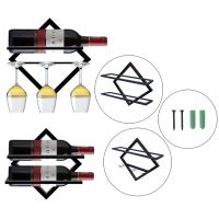 Wall Mounted Upside Down Wine Rack Bottle Goblet Glass Holder Storage Shelf Organizer Home Kitchen Decor