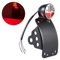 Side Mount License Plate Holder Curved Bracket LED Tail Light for Chopper