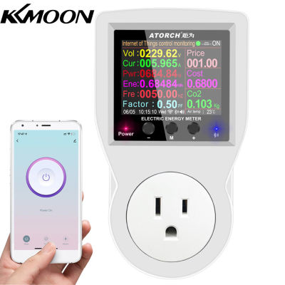 KKmoon BT รุ่นอัจฉริยะพลังงานซ็อกเก็ตไฟฟ้าตรวจสอบพลังงานหลายกระแสสลับเมตร2.4นิ้วจอแอลซีดีหน้าจอสีคอมพิวเตอร์โทรศัพท์มือถือ APP อุปกรณ์ควบคุมระยะไกล