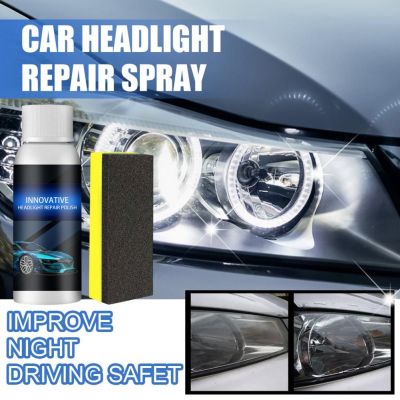 hot【DT】 50ml Restorative Removing Cleaners Car Headlight Repair Degreasers With Sponge Swirl
