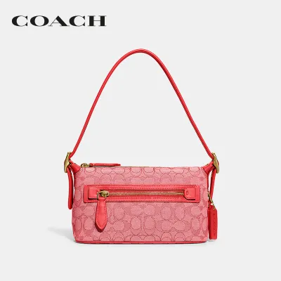 COACH กระเป๋าสะพายไหล่ผู้หญิงรุ่น Demi Bag In Signature Jacquard สีแดง CE736 B4V2T
