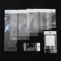 100 Transparent Self-Adhesive Sealed Plastic Storage Bags, Polypropylene OPP Bags With Hanging Holes, Retail Packaging