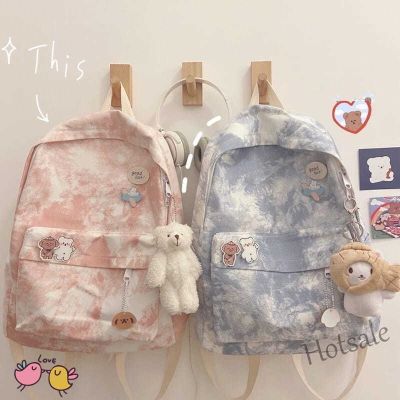 【hot sale】▥๑ C16 Junior High School Schoolbag Female Korean College Student Canvas Backpack Ins Japanese Backpack Computer Bag