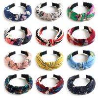 [ร้อน] พิมพ์ Scrunchies ผ้าโพกศีรษะด้านบนยางยืดผูกปมเครื่องประดับผมคาดผมสำหรับเด็กผู้หญิงไม่ลื่นอยู่ผ้าโพกศรีษะที่รัดผมสำหรับผู้หญิง048