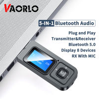 VAORLO 5-IN-1 USB Dongle Bluetooth 5.0 Audio Receiver Transmitter With LCD Display Mini 3.5mm AUX RCA Wireless Adapter With MIC For Car PC T V