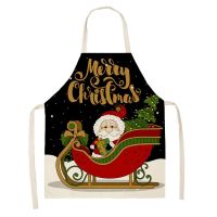 Christmas Linen Apron Kitchen Stain Resistant Sleeveless Party Decoration Apron Kids Adult Ladies Apron Kitchen Accessories Aprons