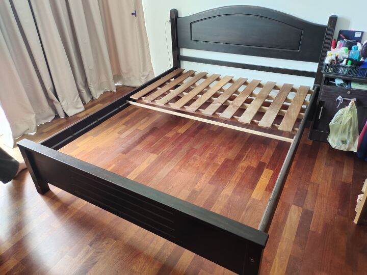 USED Queen Bed Frame Wood Lazada